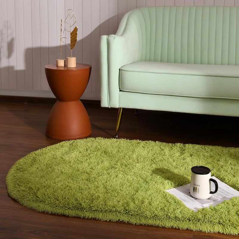 Softlife Oval Fluffy Rugs for Bedroom, 2.6 x 5.3 Feet Shag Cute Area Rug for Girls&Boys and Kids Baby Room Home Decor, Indoor Carpet for Nursery Dorm Living Room - Image 4